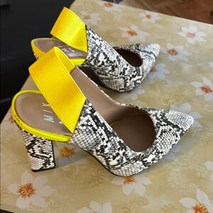 Mix No. 6 Snake Print Heels with Yellow Highlights